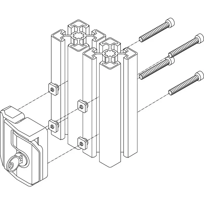 Bosch Rexroth Die Cast Zinc, Galvanised Steel Door Lock, MGE, 10 mm Slot, 40 mm, 45 mm, 50 mm Strut Profile, 3842530353