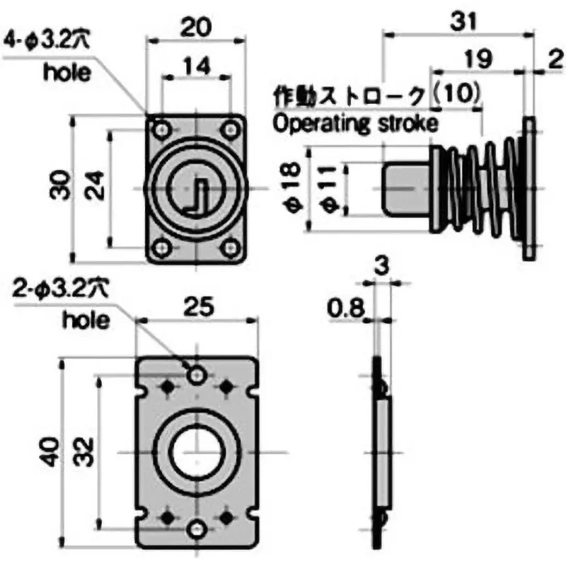 TAKIGEN One-Touch Push Catch Polyacetal 78N Holding Power, C-71