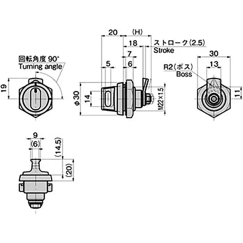 TAKIGEN Draw Fastener, CP-318-PUH-90