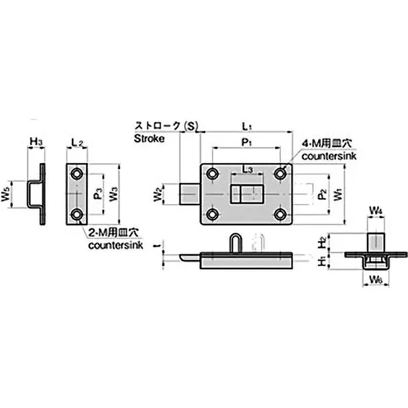 TAKIGEN Stainless Steel Square Latch, C-1171-4