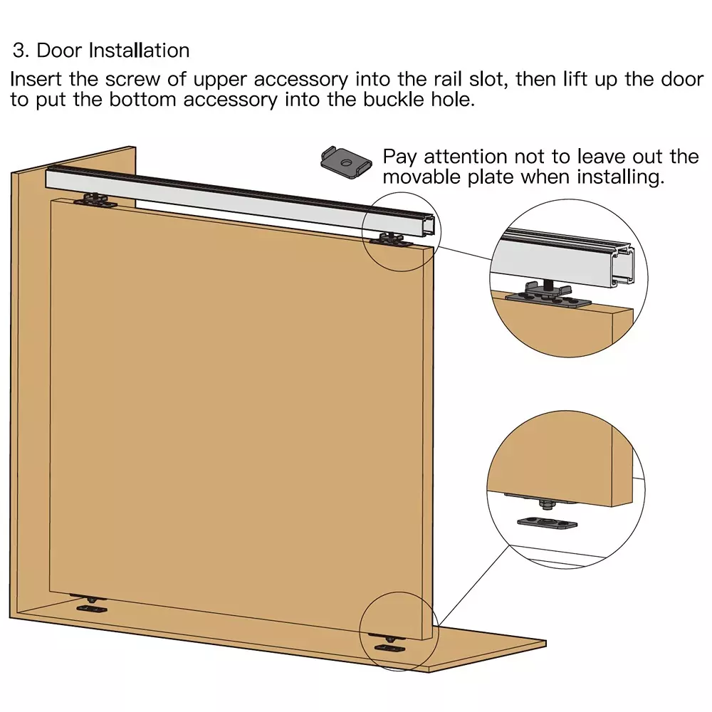 Ebco Fixed Door Bracket Kit Wood Type Zinc White Finish and 53 cm to 1.2 m Width for Sliding Partition System, SPS-FDBW1