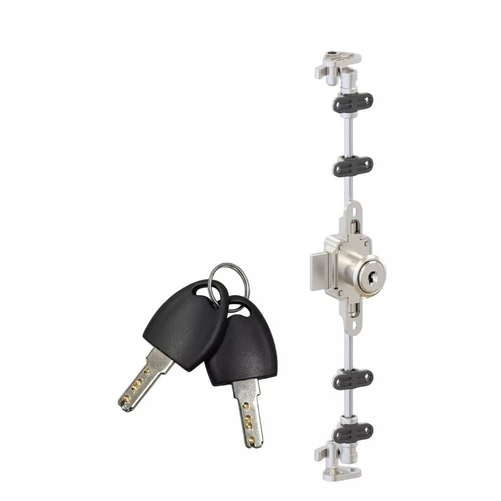 Harrison 3 Point Lock with 2 Keys Silver Stainless Steel 23x18 mm Size for Drawer & Cabinet Use, 0648