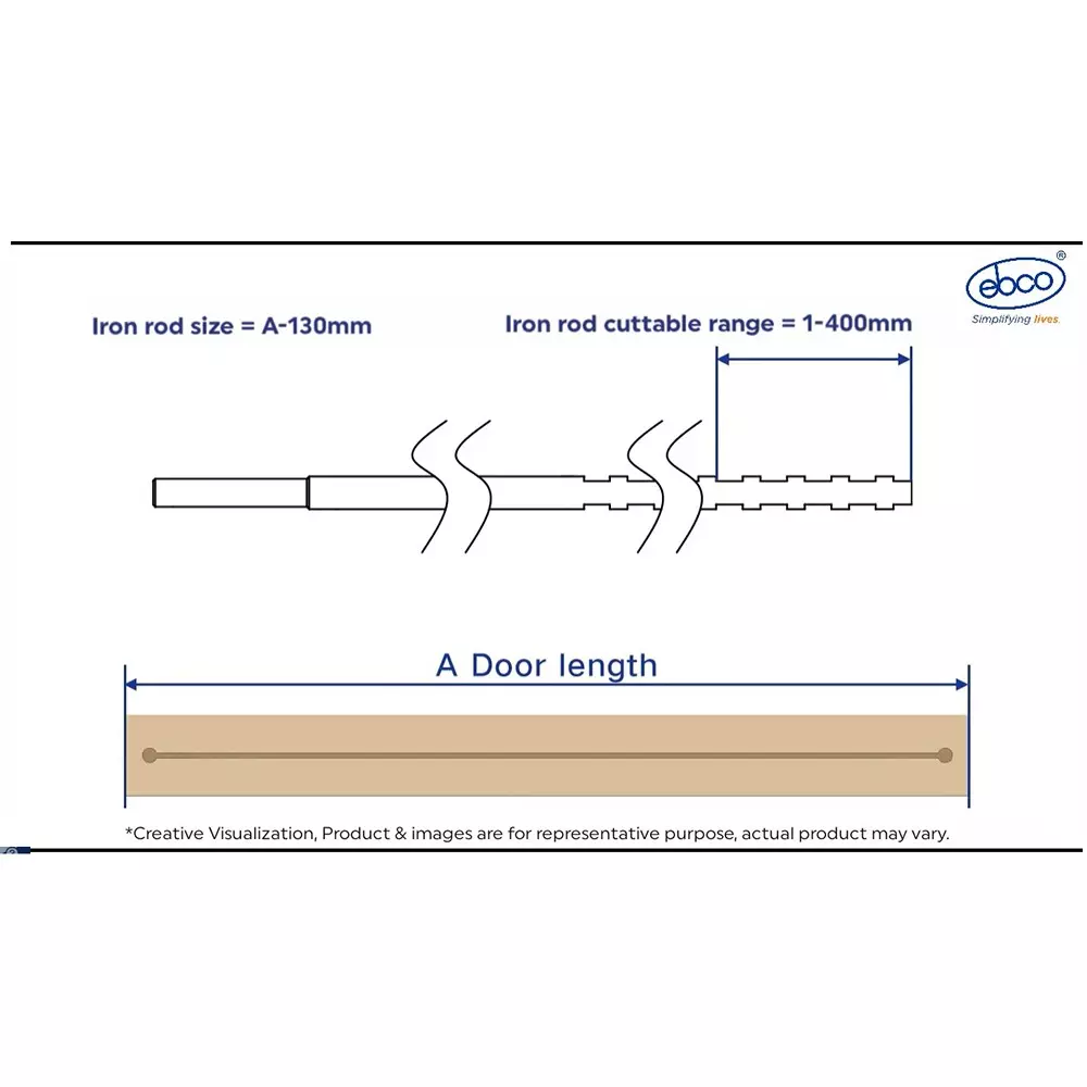 Ebco Door Stiffener Concealed Grey Finish and Size 230 cm for Various Shutter Size, DSTF4-23