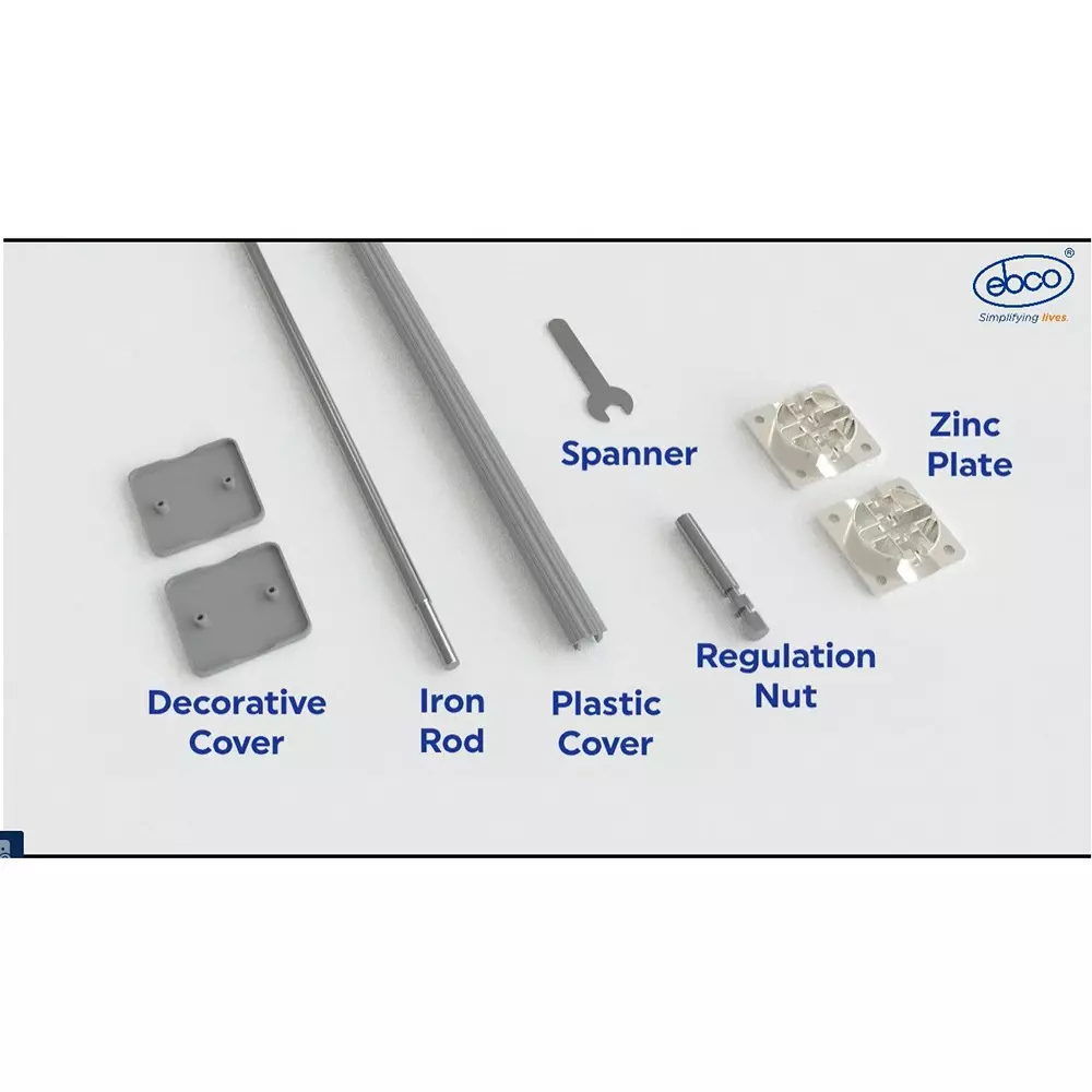 Ebco Door Stiffener Concealed Grey Finish and Size 270 cm for Various Shutter Size, DSTF4-27