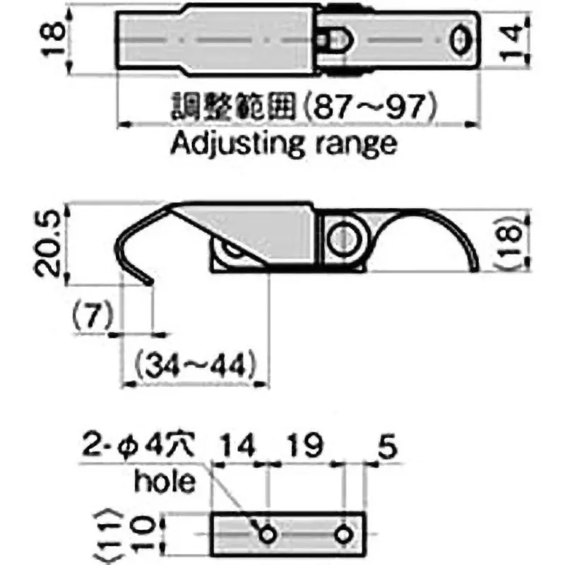 TAKIGEN Stainless Steel Hook Type Adjustment Fastener, C-1230-1