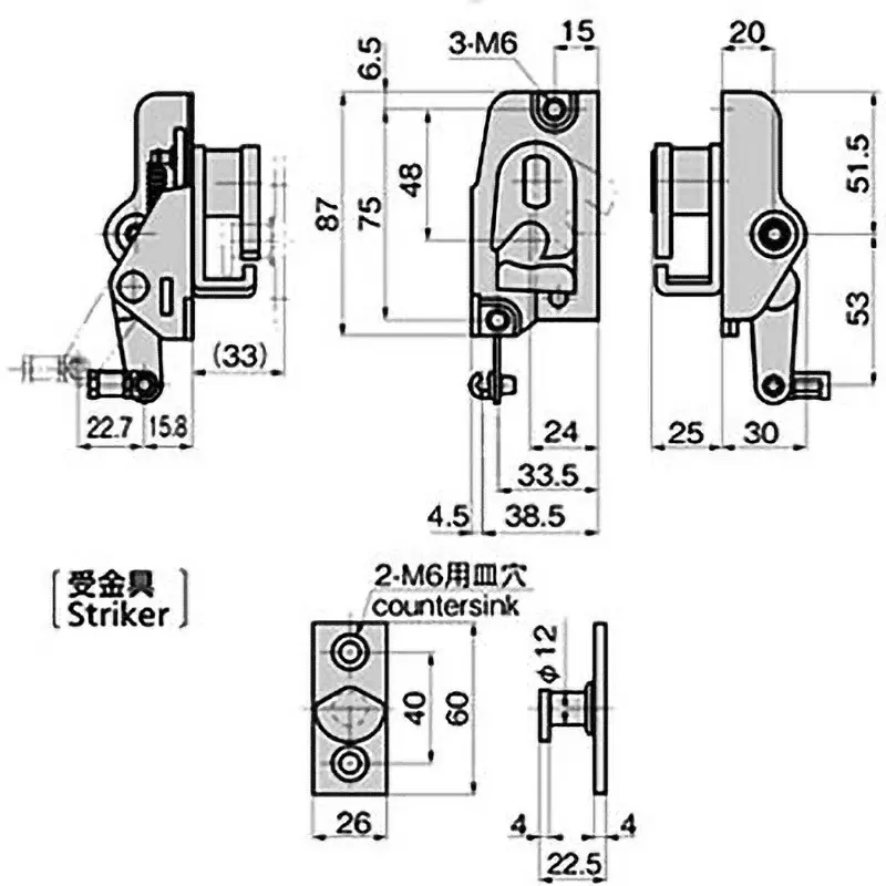 TAKIGEN Door Catch Zinc Plating Chromate Treatment, C-889-L