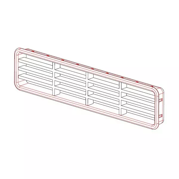 Ebco Ventilation Grill Rectangular Shape White Finish, Size 34x168 mm for Cabinets and Drawers, VG34168