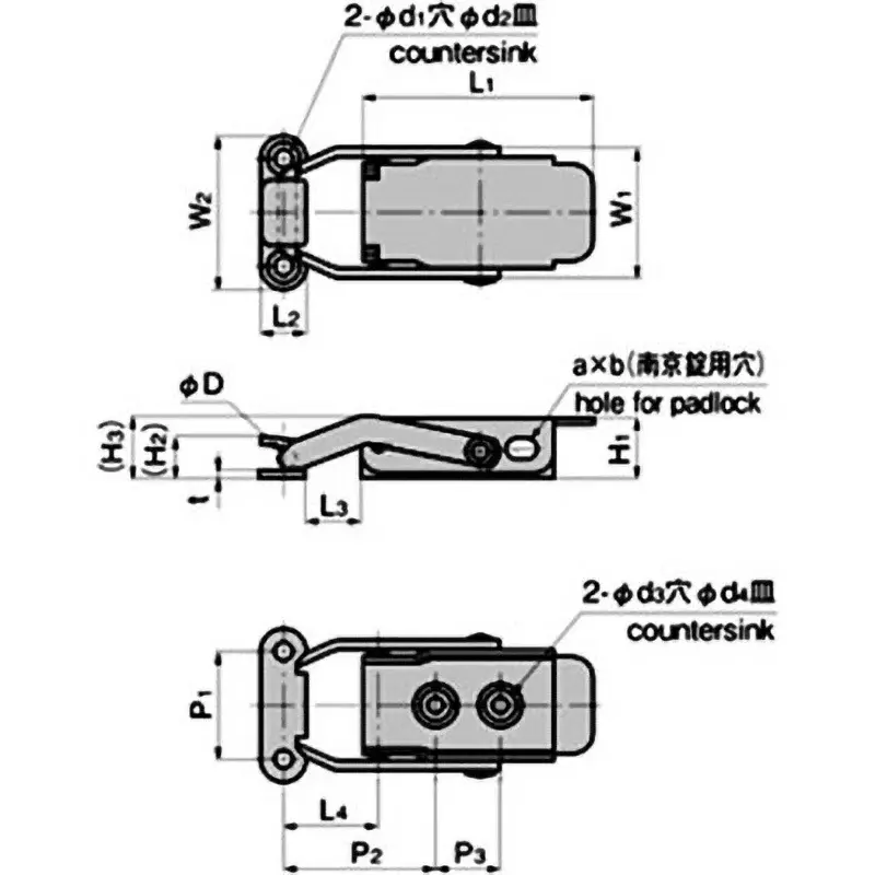 TAKIGEN Spring Catch 22x30x12 mm (P1xP2xP3) 45 g, C-1539-4