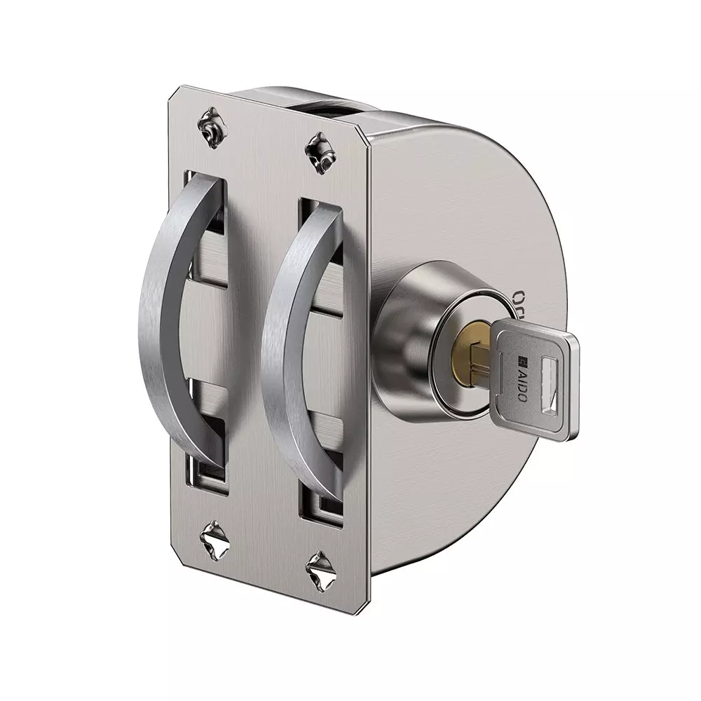 AIDO XL-C 2S1CK Centre Lock with Strike Plate SS Matt 10/12 mm Glass Thickness for Swing and Sliding Door, XL-C 7059