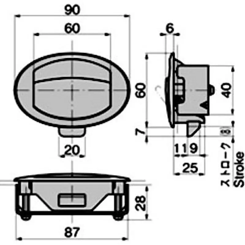 TAKIGEN Flash Latch Polyphenylene Ether Handle, CP-325-Ivory