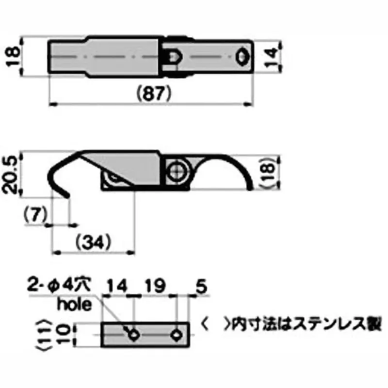 TAKIGEN Stainless Steel Hook Type Adjustment Fastener, C-1230-2