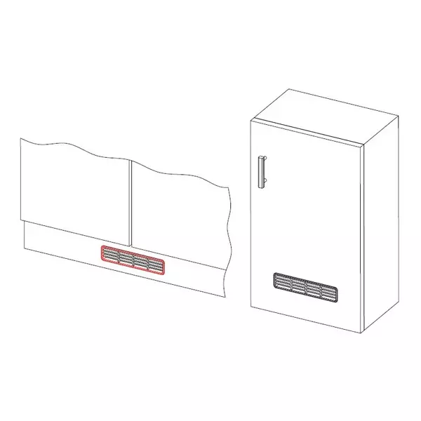 Ebco Ventilation Grill Rectangular Shape Grey Finish, Size 34x168 mm for Cabinets and Drawers, VG34168