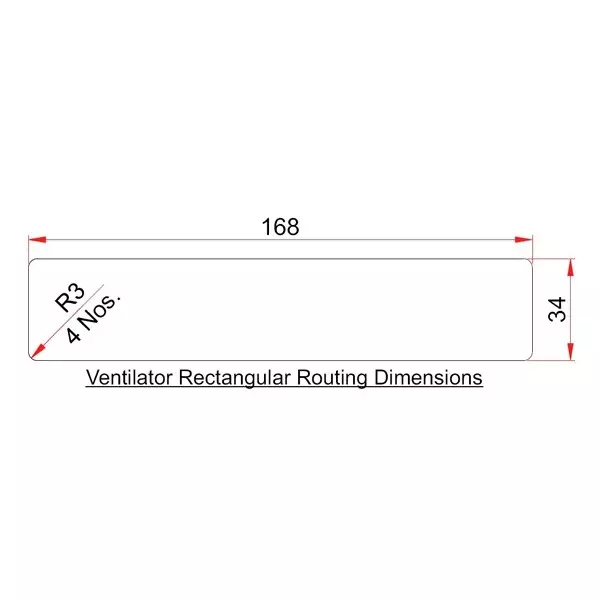 Ebco Ventilation Grill Rectangular Shape Grey Finish, Size 34x168 mm for Cabinets and Drawers, VG34168