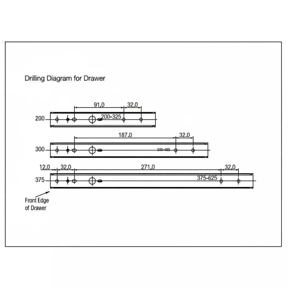 Ebco Two Way Drawer Slide Zinc Plated White Finish, Size 375 mm, Load 12 Kg, TWDS-375-655 (Set of 2)