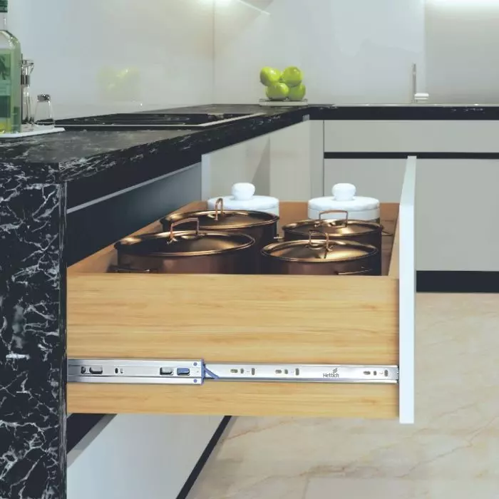 Hettich Drawer Runners KA 5332 Galvanised Steel Zinc Finish 35 Kg Load Capacity, 350 mm, 9382862