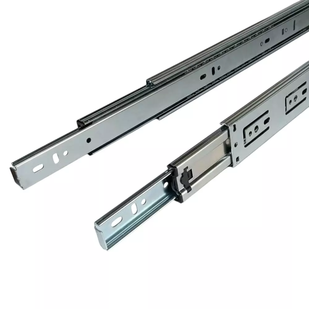 Ebco Drawer Slides Sleek Telescopic Soft Close/Push Open Series Zinc Plated White Finish, Size 450 mm, Load 35 Kg, STDS45-35-SC (Set of 2)