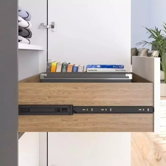 Hettich Drawer Runners with Push to Open KA 4732 Galvanised Steel Black Finish 35 Kg Load Capacity, 550 mm, 9364055