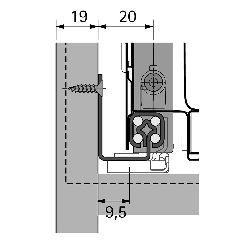 Hettich Concealed Runner Quadro 25 470 mm Left, 9158991