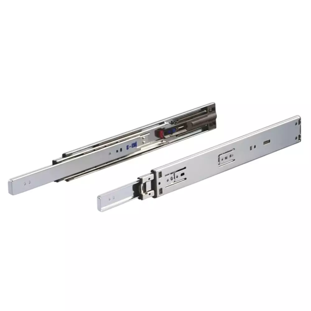Ebco Drawer Slides Premium Sleek Telescopic Soft Close/Push Open Series Zinc Plated White Finish, Load 35 Kg (Set of 2)