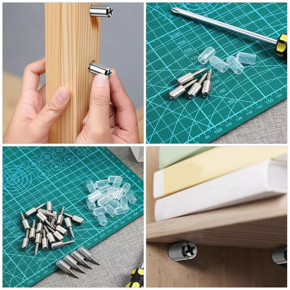 GATI EXPORTS Shelf Support Pegs with Anti-Slip Silicone Sleeves, Metal Cabinet Pins 25.5 mm White and Silver (Pack of 20)