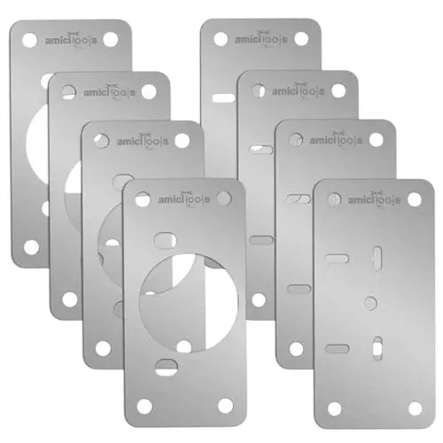 amiciTools Hinge Repair Plate Kit Stainless Steel 8 Pcs 9x4.5 cm with Screws for Fix Loose Cabinet Hinges Quickly