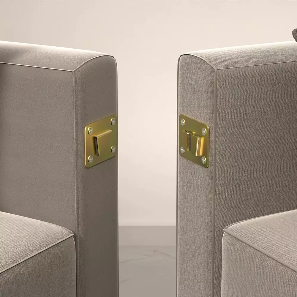 Ebco Sofa Connector 2 Zinc Yellow Finish, Size 87 x 48 x 65 mm, SOC2 (Set of 2)
