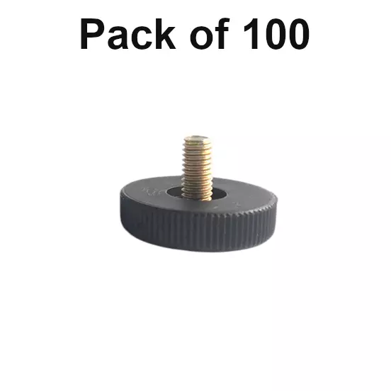 Ebco Plinth Screw Round Plated/ Nylon Finish, Size M6 x 10 mm for Levelling Legs of Furniture, PSR610-29 (Pack of 100)