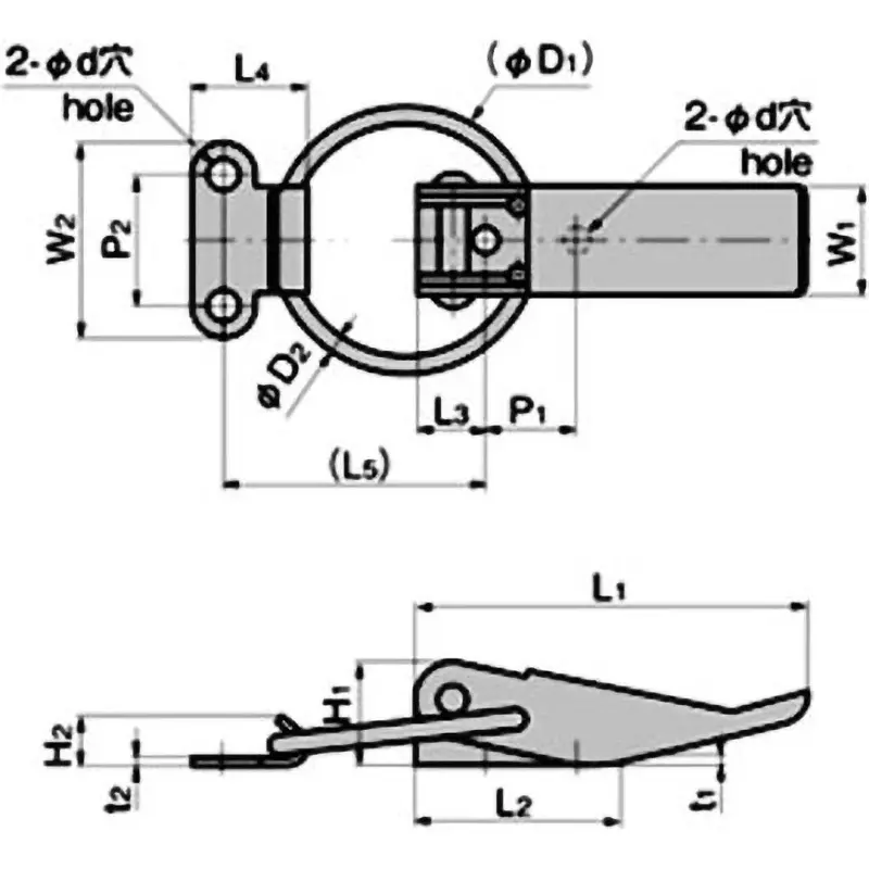 TAKIGEN Spring Snap Lock Steel Plate Cold Commercial (SPCC) 21 N Tensile Load, C-150-3