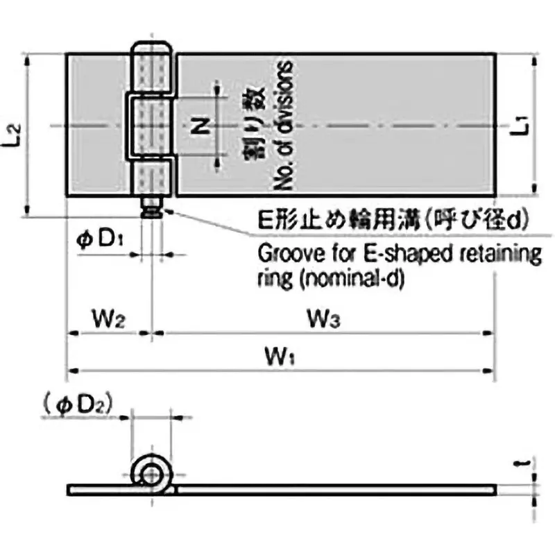 TAKIGEN Flat Hinge (L1 = 30 W1 = 90) Steel Plate Cold Commercial (SPCC) 300x150 mm, B-508-A-5