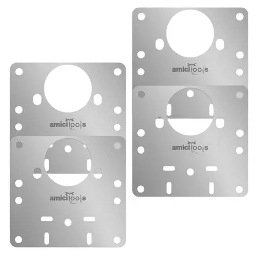 amiciTools Hinge Repair Plate Stainless Steel 9 x 9 cm with Mounting Screws for Furniture, Shelves, Cabinet Protection (Pack of 4)