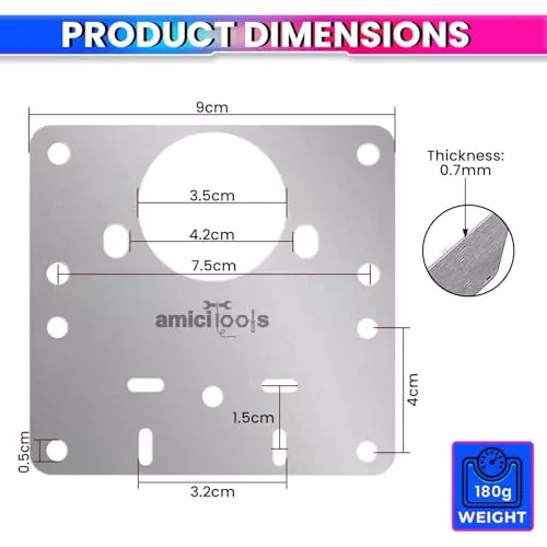 amicitools-hinge-repair-plate-stainless-steel-9-x-9-cm-with-mounting-screws-for-furniture-shelves-cabinet-protection-pack-of-4
