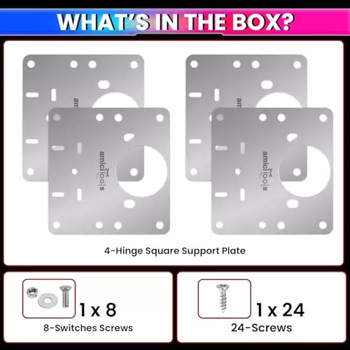 amicitools-hinge-repair-plate-stainless-steel-9-x-9-cm-with-mounting-screws-for-furniture-shelves-cabinet-protection-pack-of-4