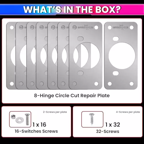 amicitools-hinge-repair-plate-stainless-steel-9x45-cm-8-pcs-with-screws