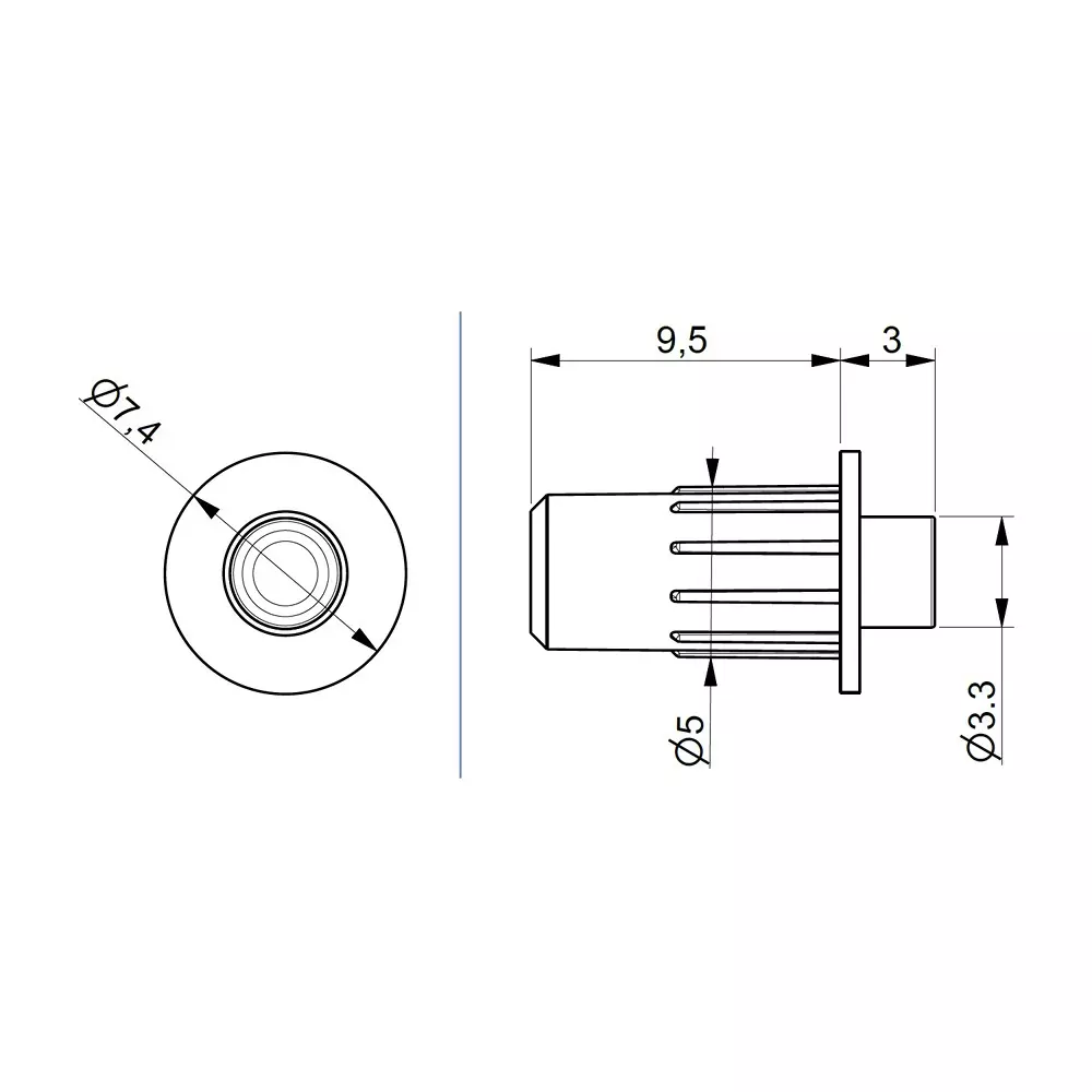 Ebco Cabinet Door Buffer Grey Finish, Size Ø 5 X 3 mm for Furniture, CDB1