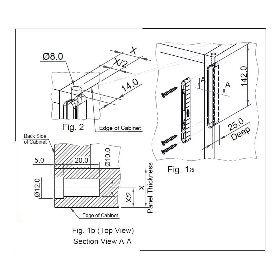 Ebco Cabinet Hanger Mocha Finish and 300 Kg Per Pair Load Capacity and Size 141x21 mm, CHC1 (Set of 2)