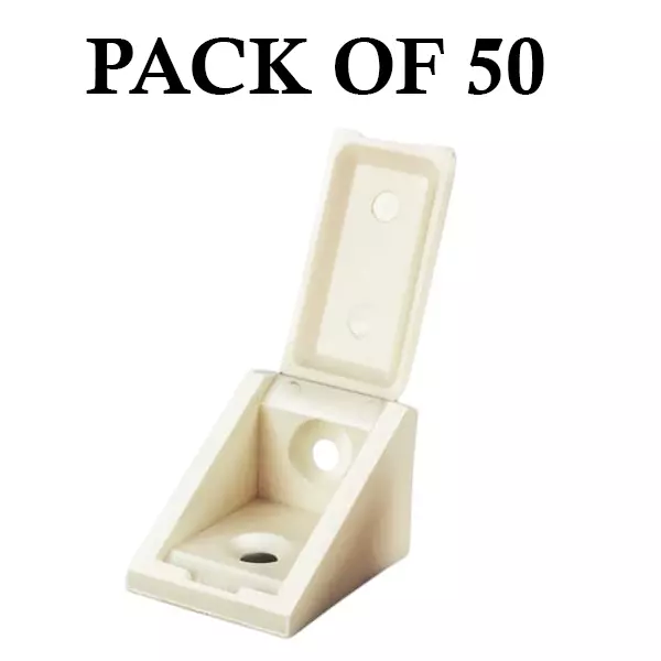 Ebco Right Angle Block Ivory Finish for Joining Cabinets at Right Angles, RA1 (Pack of 50)