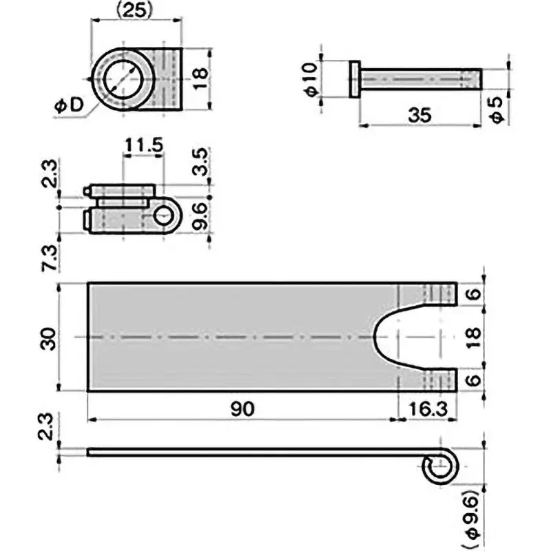 TAKIGEN Rod Sleeve (for Φ6 Rod) Cold Rolled Steel Sheet & Polyamide (PA6), AC-25-VB-6