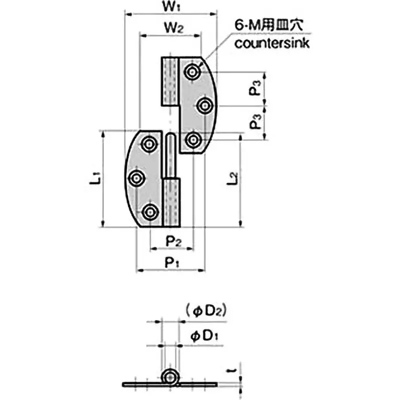 TAKIGEN Stainless Steel Oval Type Hinge (Total Length = 31), B-1005-3-R