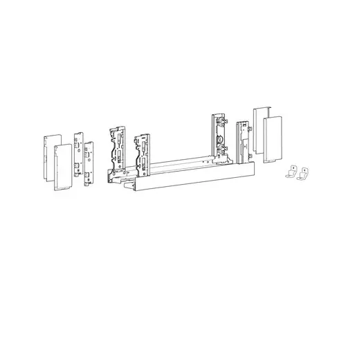 Hettich Drawer Side Profile AvanTech YOU Inlay 450 mm Depth, 187 mm Height, Left Mount, 9257135