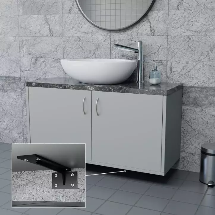 Ebco Cabinet Support Black Finish, Size 285x100x60 mm, HDCS1 (Set of 2)