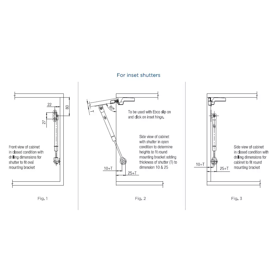 Ebco Pro-Lift Anthracite Finish and 150 N Force for Overhead Cabinets, PLC-15 (Pack of 1 Pair)