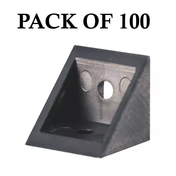 Ebco Right Angle Block Eco Black Finish and Size 18 x 20 mm for Joining Cabinets at Right Angles, RAB-E (Pack of 100)