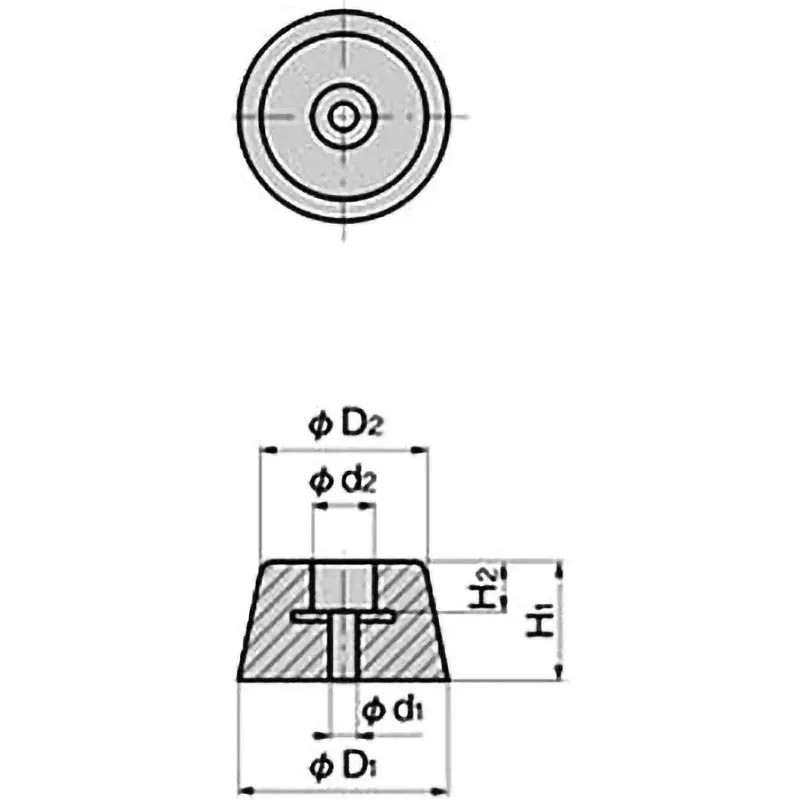 TAKIGEN Flame-Retardant Rubber Foot (with Stainless Steel Washer) EPDM 12 mm Inner Diameter, C-30-RK-38-EP-UL-Ivory