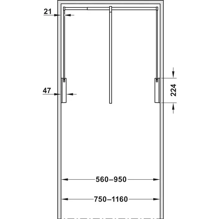 Hafele Wardrobe Lift 750-1100 mm Brown, 805.25.101