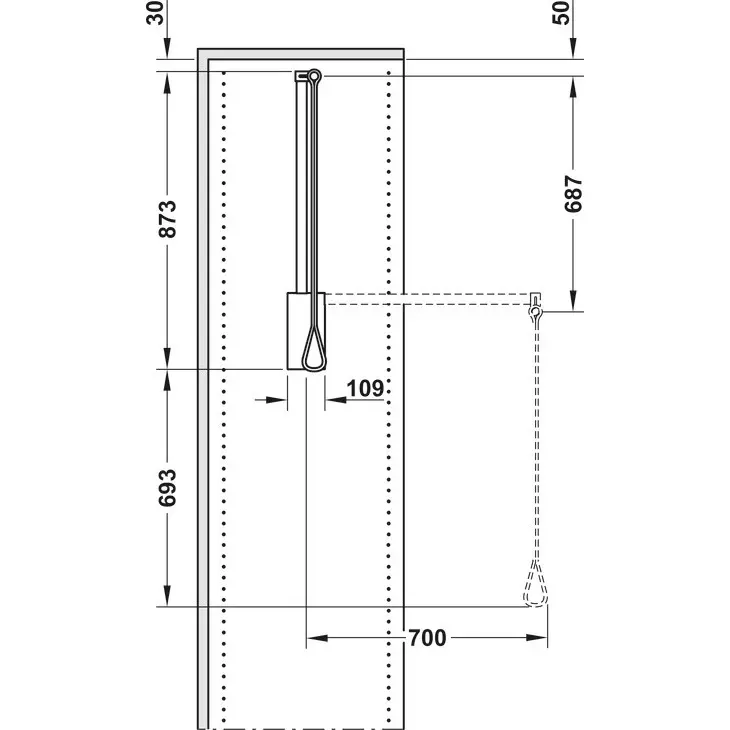 Hafele Wardrobe Lift 750-1100 mm Brown, 805.25.101