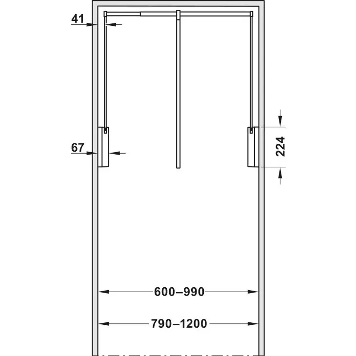 Hafele Wardrobe Lift 750-1100 mm Brown, 805.25.101