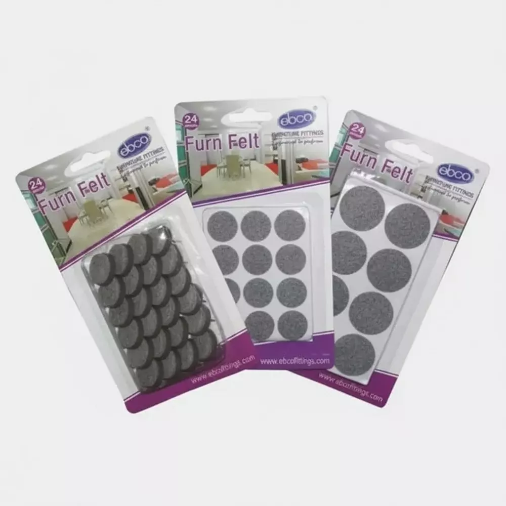 Ebco Furn Felt Self Adhesive in Loose Packaging, Grey Finish, Size 27 mm, FFE27 (Pack of 500)