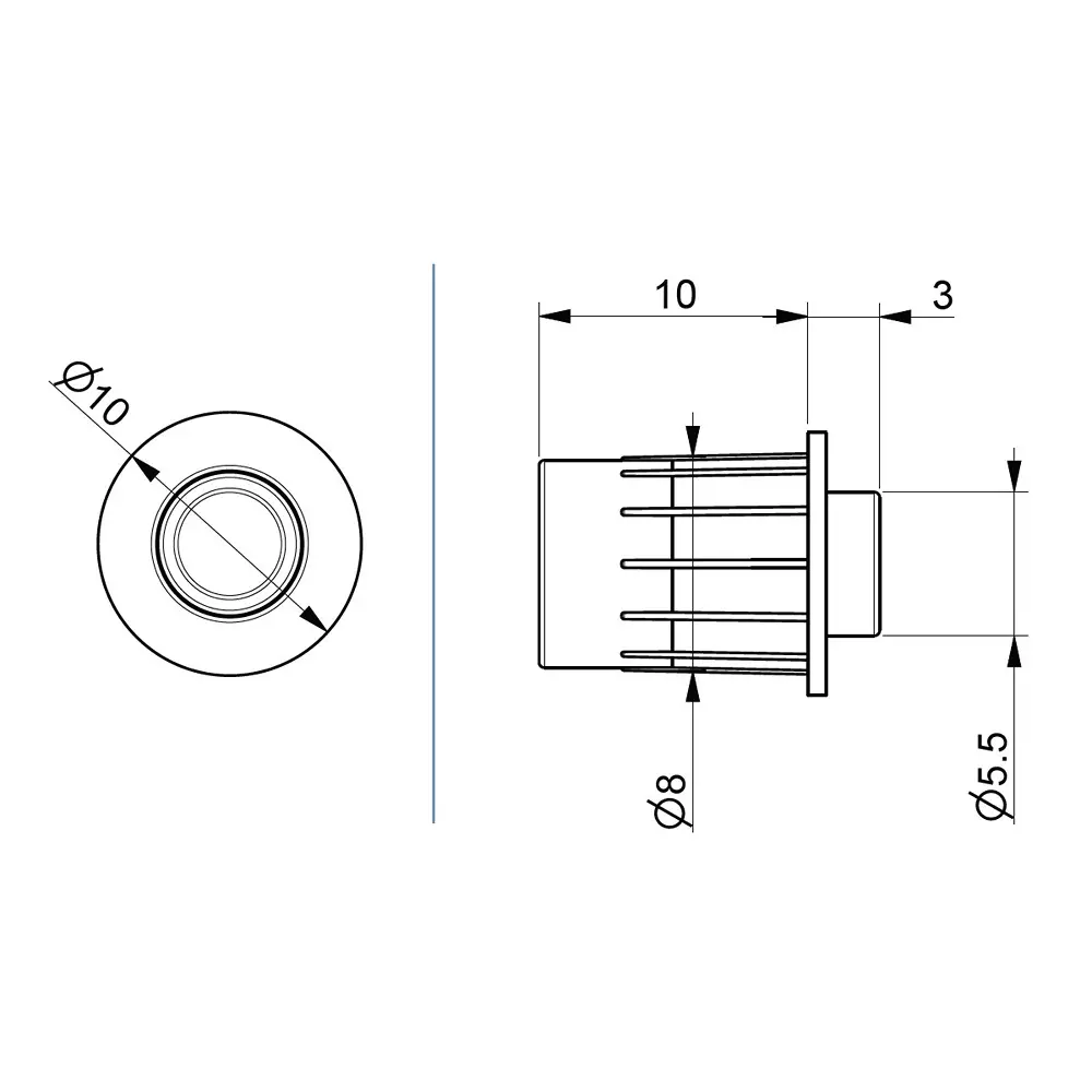 Ebco Cabinet Door Buffer Grey Finish, Size Ø 8 X 3 mm for Furniture, CDB2