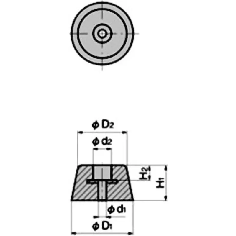 TAKIGEN Flame-Retardant Rubber Foot (with Stainless Steel Washer) EPDM 14 mm Inner Diameter, C-30-RK-3225-EP-UL-Black