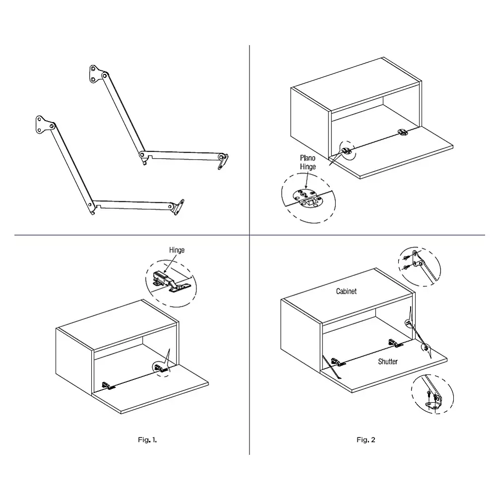 Ebco Lid Stay Electro Polished Finish, Stainless Steel 304 Body, LS1 (Set of 2)